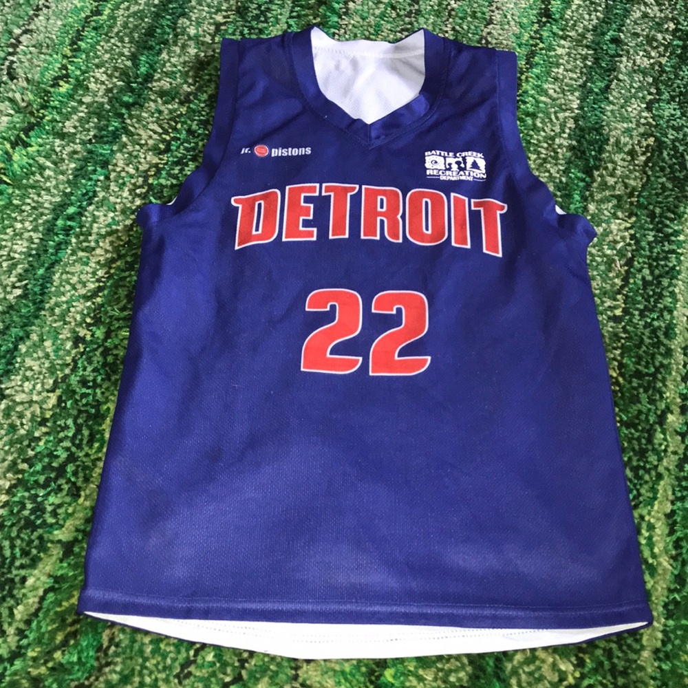 Detroit Pistons Kids Basketball Jersey Reversible Blue White Jr Pistons 22